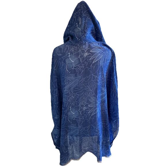 Tommy Bahama Gauze Kaftan MED Floral Tunic Top Embroider CoverUp PONCHO $175 - Picture 5 of 16
